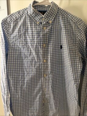Boys Ralph Lauren Light Blue and White Gingham Button-Down Shirt